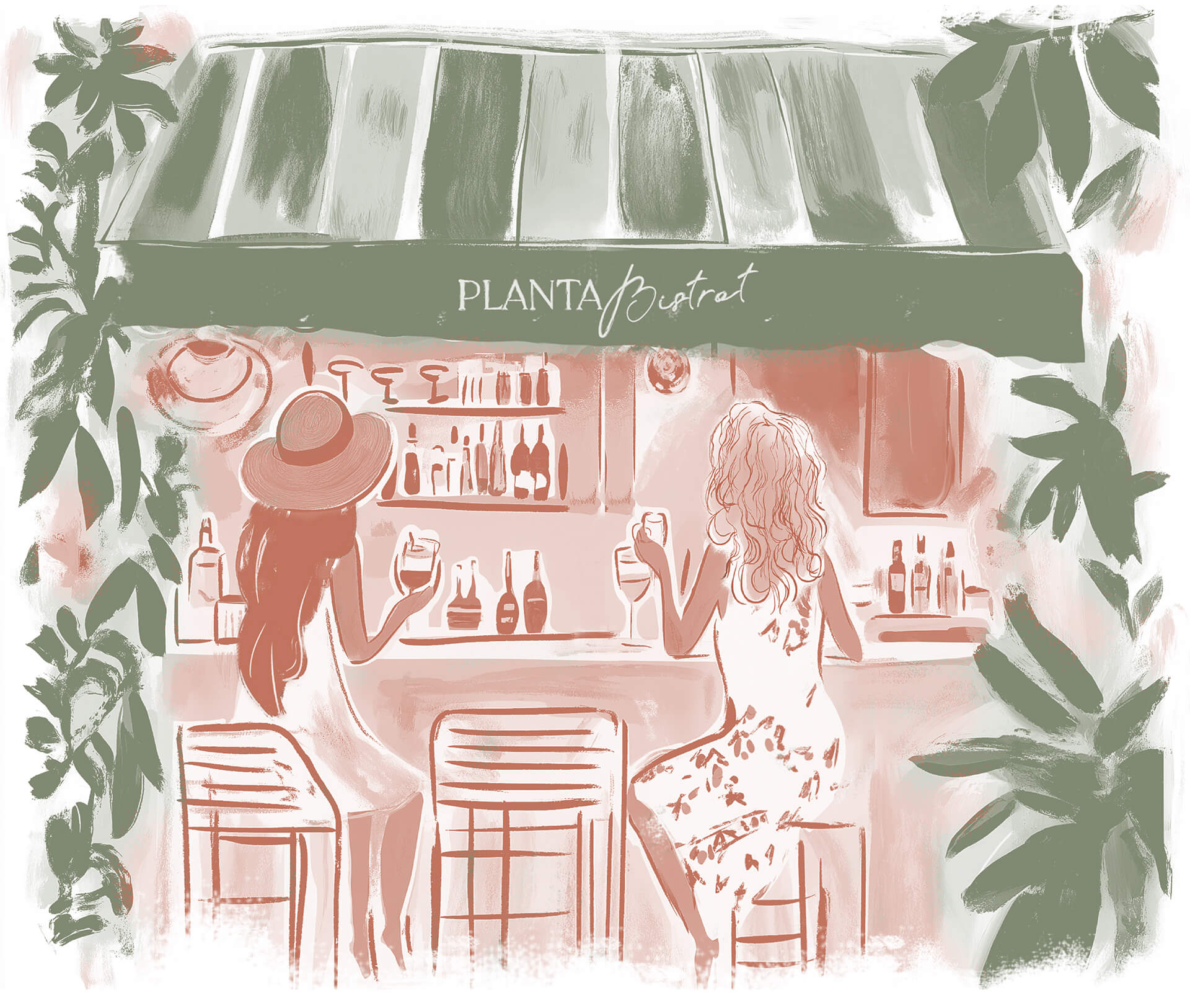 Planta Bistro Interior Illustration